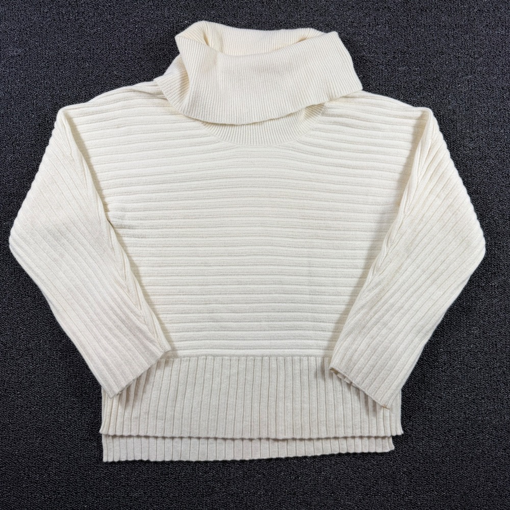 Moth by Anthropologie Ribbed Cowl Neck Sweater Women's‎ S Cream Long Sleeve